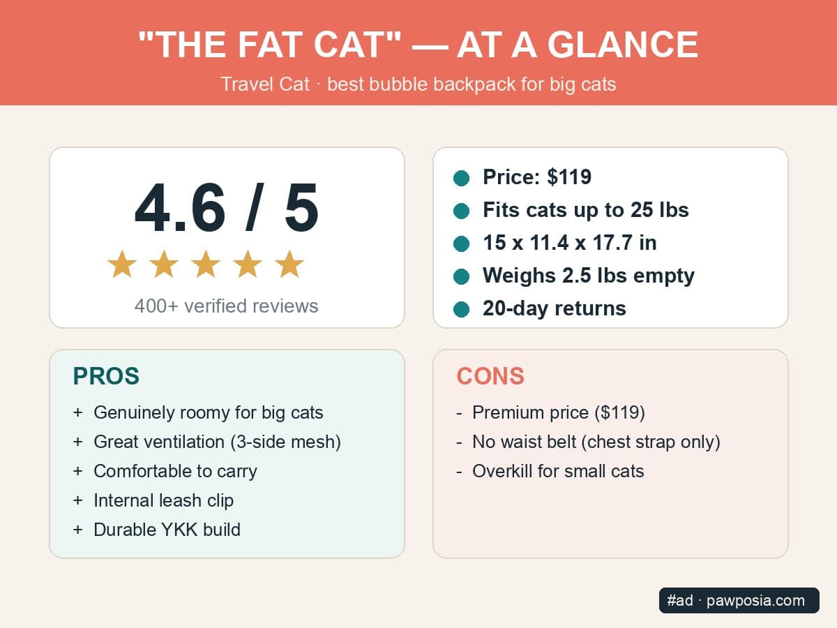 The Fat Cat Backpack Review (2026): Is Travel Cat’s Bubble Carrier Worth $119?